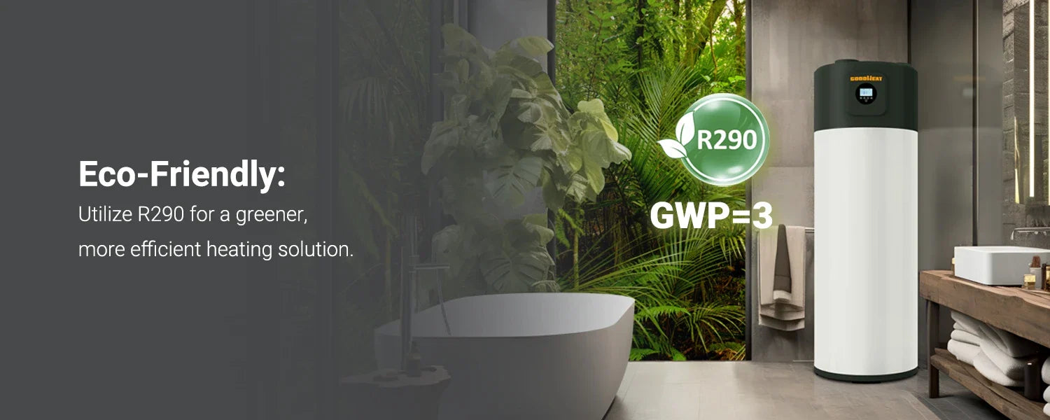 200L R290 DC Inverter Top Discharge All-In-One Air to Water Heat Pump Water Heater Electric Source